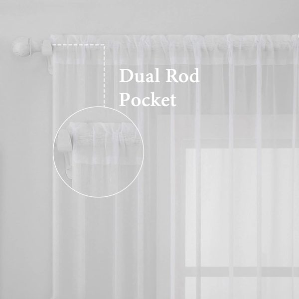2 Panels Solid Color White Sheer Window Curtains Elegant Window Voile Panels/Drapes/Treatment for Bedroom Living Room (54 X 84 Inches White)