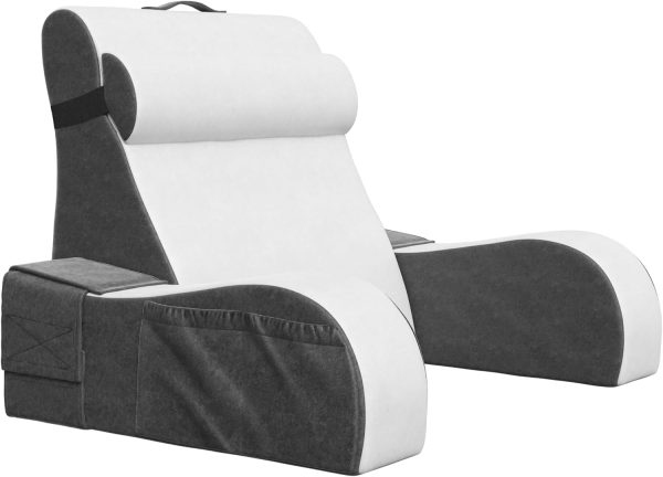 Bed Wedge Pillow for Sleep Apnea, Acid Reflux and Back Pain Relief with Jacquard Cover, Headboard Wedge for Sleeping