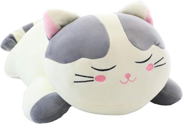 Cat Plush Hugging Pillow, Soft Kitten Stuffed Animal Pillow Toy for Kids and Bedroom Decor