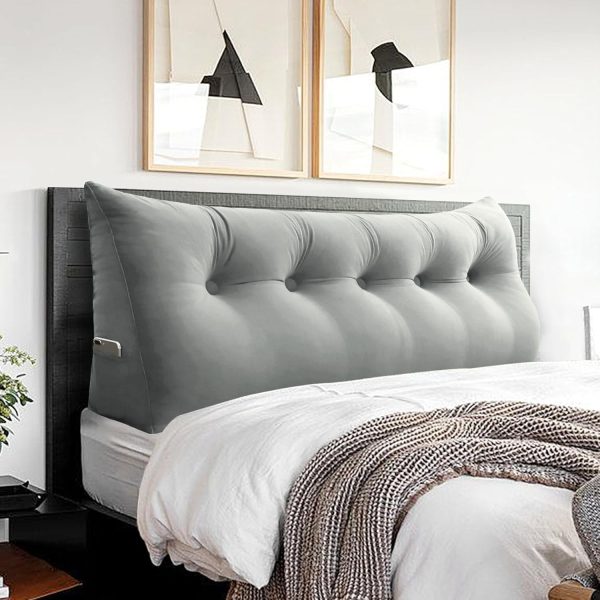 Headboard Wedge Pillow Large Bolster Triangle Reading Pillow Queen Size Bed Rest Back Support Pillow for Sitting Up in Bed or Couch