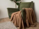 100% Camel Hair Throw Blanket for Sofa & Bed, Undyed Natural Color, Soft & Durable, Woven Design, 73" x 53”
