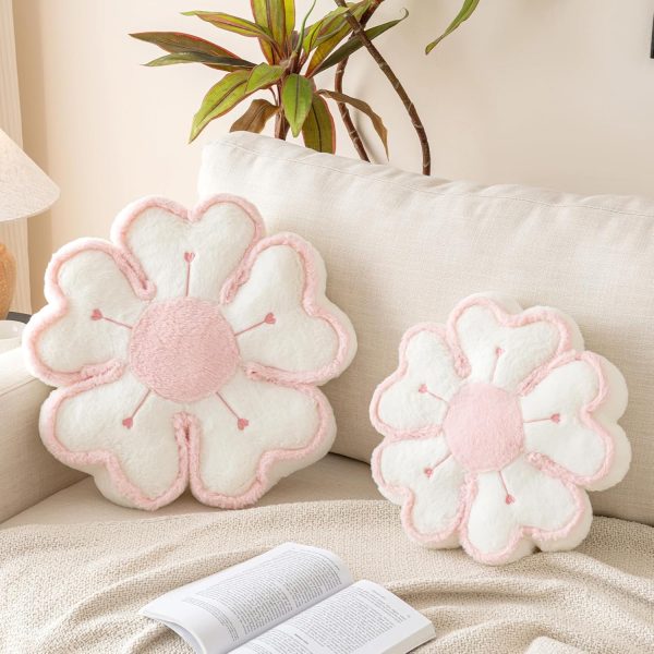 Flower Shaped Decorative Throw Pillow Cushion for Bed and Couch, Cute Plush Floor Pillow