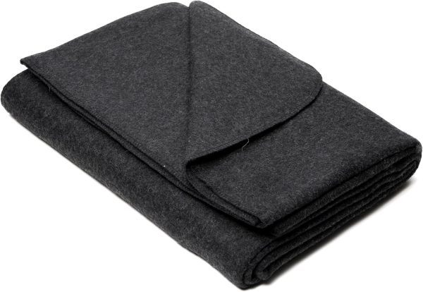 Wool Blanket - Soft, Durable, Warm, and Lightweight – No Frills - Perfect for Camping, Home, or Emergency Use - 64in x 88in (Charcoal)