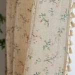 Floral Bedroom Curtains 84 Inch Length 2 Panels Set Semi Sheer Living Room Drapes Cotton Linen Blend Bohemian Window Curtain Panels with Tassel Beige Rod Pocket Drapes