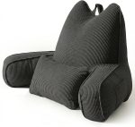 Corduroy Bed Rest Pillow with Arms, Back Support Pillow for Sitting in Bed, Detachable Lumbar Support and Large Backrest Cushion for Reading and Relaxing