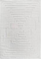 Collection High-Low Striped Cream Indoor Area Rug, 9'x12', Modern, Contemporary, Geometric, Bohemian, Bedroom, Kitchen, Living Room, Non Shedding Carpet