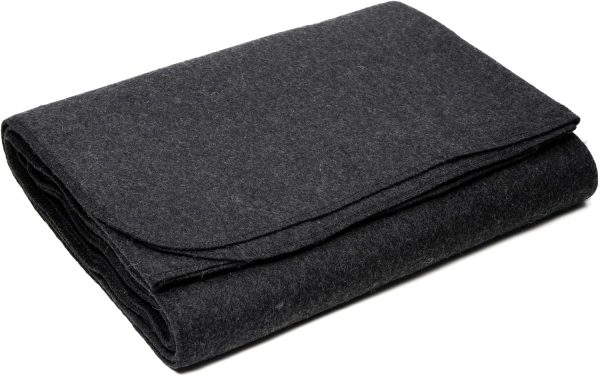 Wool Blanket - Soft, Durable, Warm, and Lightweight – No Frills - Perfect for Camping, Home, or Emergency Use - 64in x 88in (Charcoal)