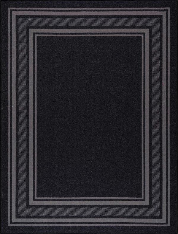 Non Slip Area Rugs 5x7 Modern Bordered Non Skid Rubber Backing Soft Area Rug for Living Dining Room Easy to Clean Non Shedding Kitchen Bedroom Indoor Carpet 5 x 7 Black