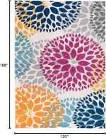 Modern Floral Circles Design for Living Room,Bedroom,Home Office,Kitchen Non Shedding Area Rug 10' x 14' Multi