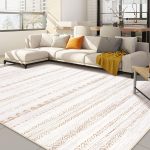 Area Rug Living Room Rugs: 5x7 Washable Boho Large Neutral Farmhouse Soft Stain Resistant Indoor Carpet for Bedroom Nursery Kids Playroom Office Dining Room Home House Decor- Brown