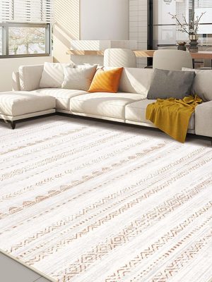 Area Rug Living Room Rugs: 5x7 Washable Boho Large Neutral Farmhouse Soft Stain Resistant Indoor Carpet for Bedroom Nursery Kids Playroom Office Dining Room Home House Decor- Brown