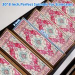 Edging Stair Treads Non-Slip Carpet Mat, 30in X 8in Indoor Stair Runners for Wooden Steps, Rubber Backing Stair Rugs for Kids Elders and Pets(Pink,15PCS)